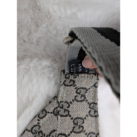 Gucci Sun Visor GG Logo Plate Hat Light Gray Black&Gray Strap Designer One Size - Picture 11 of 11